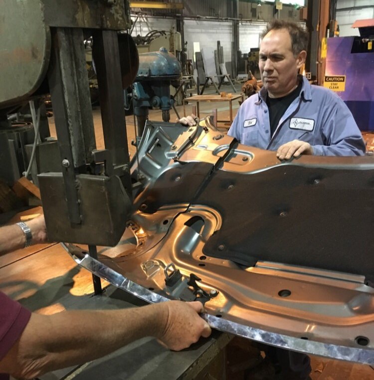 Tom at Florig, making the cuts that brought the design to life.